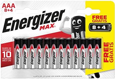 Energizer batterijen Max AAA/LR03/E92, blister van 8 + 4