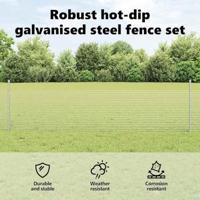 VidaXL Hek met paal zilver 0,5 x 50 m staal - thumbnail