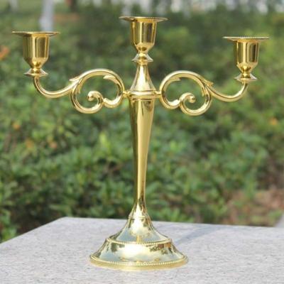 Retro kandelaar Home Decoratie woonkamer Cafe thema restaurant sieraden kaarslicht diner rekwisieten geschenken stijl: goud-3 armen