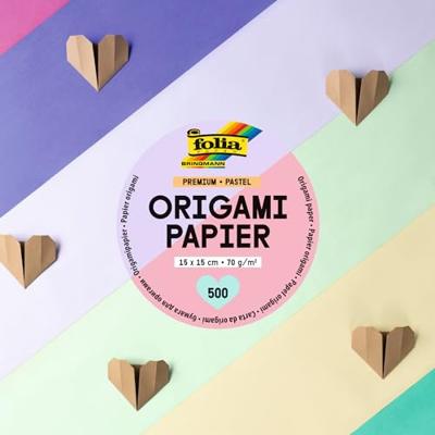 Origami papier, 500 vierkante vellen PREMIUM PASTEL FOLIA meerkleurig Origami papier, 500 vierkante vellen PREMIUM PASTEL FOLIA meerkleurig