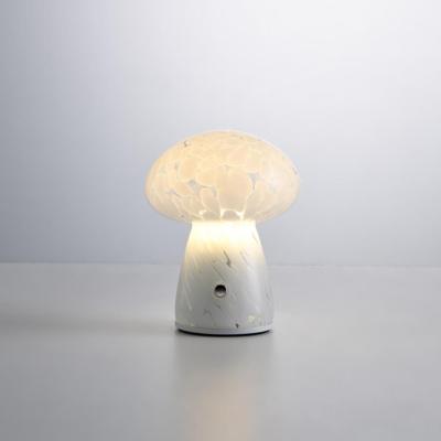 LED Tafellamp Elyos marmo s - 2W - Natuurlijk glas - Paddenstoel - IP44 voor binnen en buiten (overdekt) - Met geïntegreerde dimmer - USB-C oplaadbaar