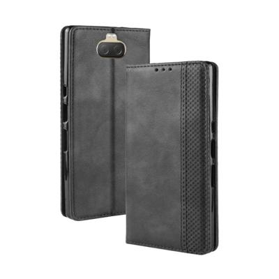 Magnetische gesp retro textuur horizontale Flip lederen case voor Sony Xperia 10 met houder & card slots & portemonnee (zwart)