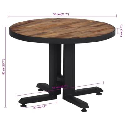 Salontafel rond 55x40 cm massief gerecycled teakhout