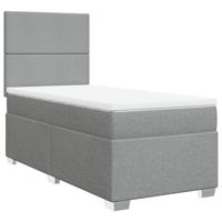 Boxspring met matras stof lichtgrijs 90x190 cm - thumbnail
