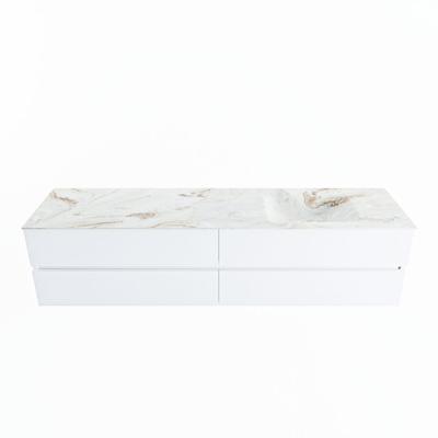 MONDIAZ VICA-DLUX 200cm badmeubel onderkast Talc 4 lades. Inbouw wastafel CLOUD rechts 1 kraangat, kleur Frappe.