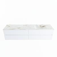 MONDIAZ VICA-DLUX 200cm badmeubel onderkast Talc 4 lades. Inbouw wastafel CLOUD rechts 1 kraangat, kleur Frappe. - thumbnail