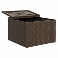 Tuinkruk met kussen 55x55x37 cm poly rattan bruin - thumbnail