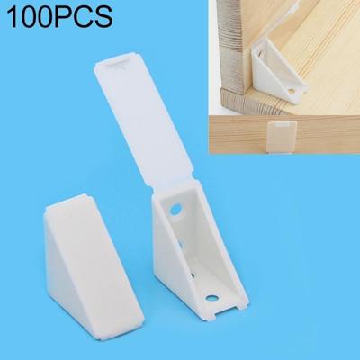 100 PCS plastic verdikte hoek connector meubilair rechte hoek Board beugel met cover maat: L