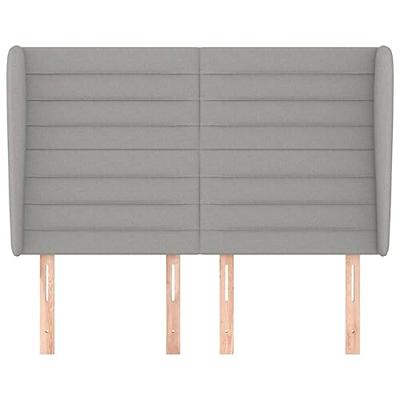 Hoofdbord met randen 147x23x118/128 cm stof lichtgrijs