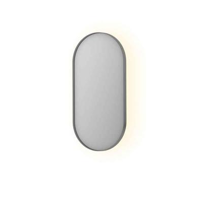 Spiegel Ink SP21 Ovaal In Stalen Kader 40 x 4 x 80 cm Met Color Changing LED Verlichting Geborsteld RVS Ink