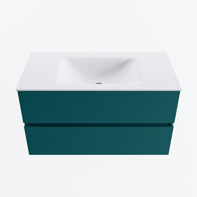 MONDIAZ VICA 90cm badmeubel onderkast Smag 2 lades. Wastafel CLOUD midden zonder kraangat, kleur Talc.