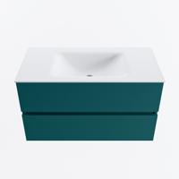 MONDIAZ VICA 90cm badmeubel onderkast Smag 2 lades. Wastafel CLOUD midden zonder kraangat, kleur Talc. - thumbnail