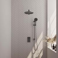 Brauer Gunmetal Carving Thermostatische Regendoucheset Inbouw - Hoofddouche 30 cm - Rechte Wandarm - 3 Weg - Handdouche 3 Standen - Doucheslang - Geintegreerde Glijstang - Gunmetal - thumbnail