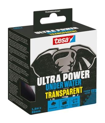 tesa Ultra Power Underwater 56481-00000-00 Reparatietape Transparant (l x b) 1.5 m x 50 mm 1 stuk(s) tesa Ultra Power Underwater 56481-00000-00 Reparatietape Transparant (l x b) 1.5 m x 50 mm 1 stuk(s)