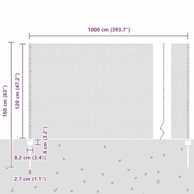 VidaXL Hek met paal zilver 1,2 x 10 m staal