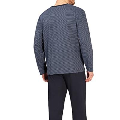 Gestreepte heren pyjama marineblauw Hajo