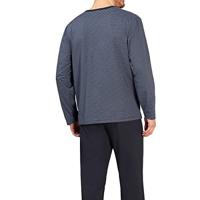 Gestreepte heren pyjama marineblauw Hajo - thumbnail
