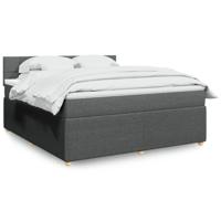 Boxspring met matras stof donkergrijs 180x200 cm - thumbnail