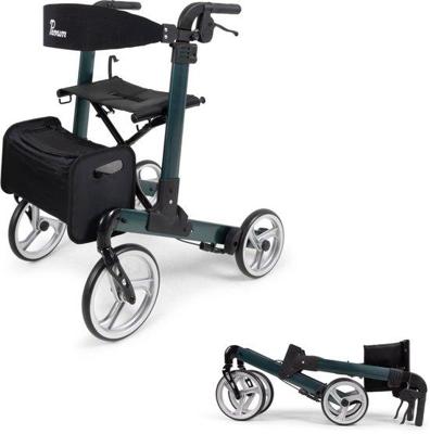 Parvum Luxo Rollator Small- Luxe dubbel opvouwbare rollator (6,9kg)-Petrol