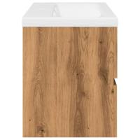 Wastafelkast met ingebouwde wasbak artisanaal eikenkleurig - thumbnail