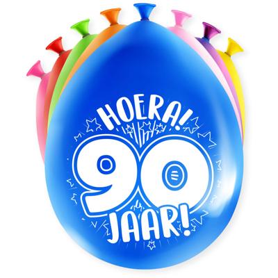 Party Ballonnen Hoera 90 Jaar - 8 Stuks