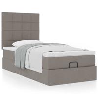 Ottoman bed met matras 120x190 cm stof taupe - thumbnail