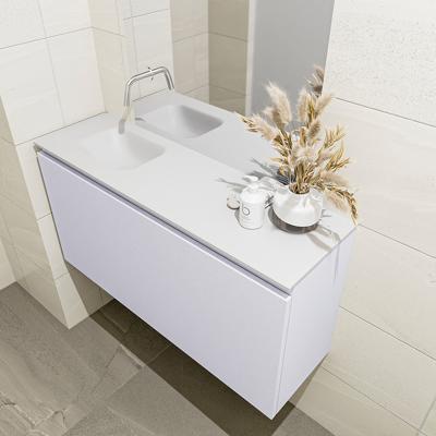 MONDIAZ OLAN 100cm toiletmeubel cale. LEX wastafel talc links geen kraangat