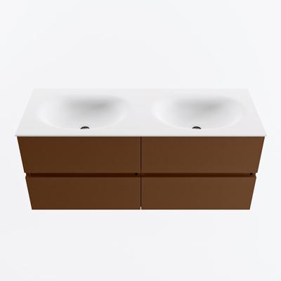 MONDIAZ VICA 120cm badmeubel onderkast Rust 4 lades. Wastafel MOON dubbel 2 kraangaten, kleur Talc.