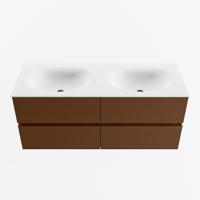 MONDIAZ VICA 120cm badmeubel onderkast Rust 4 lades. Wastafel MOON dubbel 2 kraangaten, kleur Talc. - thumbnail