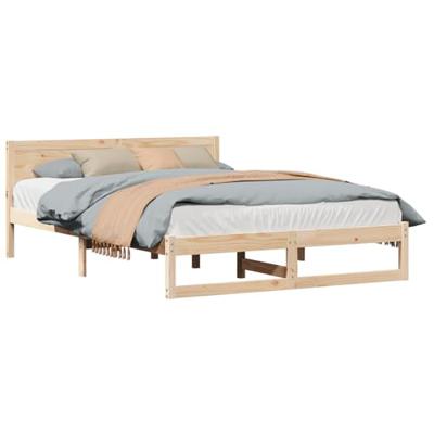 Bedframe met hoofdeinde Naturel 150 x 200 cm Massief grenenhout