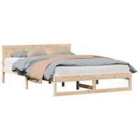 Bedframe met hoofdeinde Naturel 150 x 200 cm Massief grenenhout - thumbnail