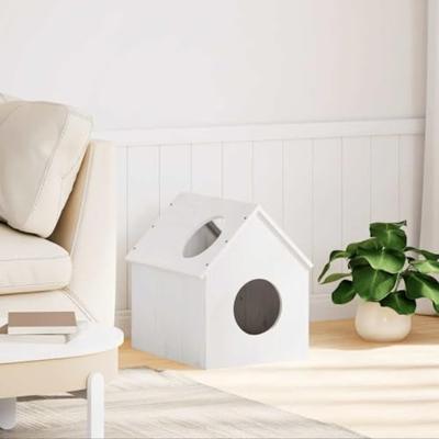 VidaXL Kattenhuis 41x50x50 cm massief grenenhout wit VidaXL Kattenhuis 41x50x50 cm massief grenenhout wit