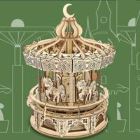 PlayfulMario Carrousel met muziek Houten Modelbouwset 274 Onderdelen Modelbouw - thumbnail