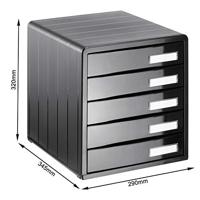 Rotho Timeless Buro Ladenbak 5 Dichte Lades Antraciet - thumbnail