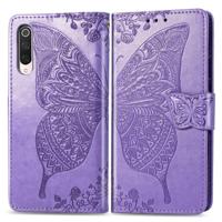 Voor Xiaomi 9 Pro Butterfly Love Flower reliëf horizontale Flip lederen draagtas met beugel Lanyard Card slot portemonnee (licht paars) - thumbnail