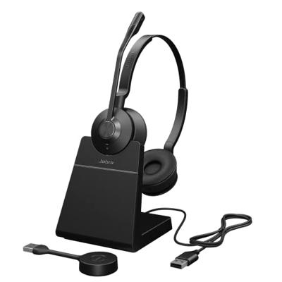 Jabra Engage 55 draadloze stereo headset met DECT adapter - noise cancelling microfoon, groot bereik en oplaadstandaard - gecertificeerd voor Google Meet en Zoom, werkt met andere platformen - zwart
