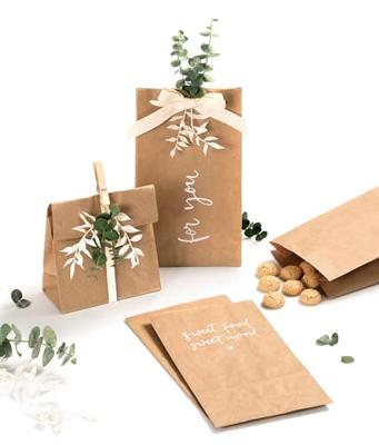 Folia papieren zak, 100 x 55 x 175 mm, pak van 15 stuks, kraft