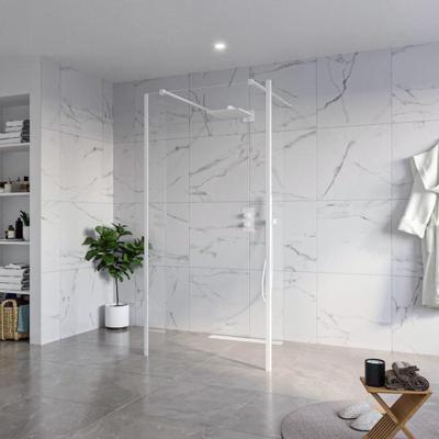 Fortifura Galeria Vrijstaande Inloopdouche - 100x200cm - Helder - antikalk - 8mm veiligheidsglas - 2 zijwanden 30cm - wandsteunen en hoekprofielen - Wit mat SW927768 2x/SW797915/SW797909 2x/SW541264 2x