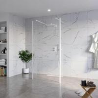 Fortifura Galeria Vrijstaande Inloopdouche - 100x200cm - Helder - antikalk - 8mm veiligheidsglas - 2 zijwanden 30cm - wandsteunen en hoekprofielen - Wit mat SW927768 2x/SW797915/SW797909 2x/SW541264 2x - thumbnail