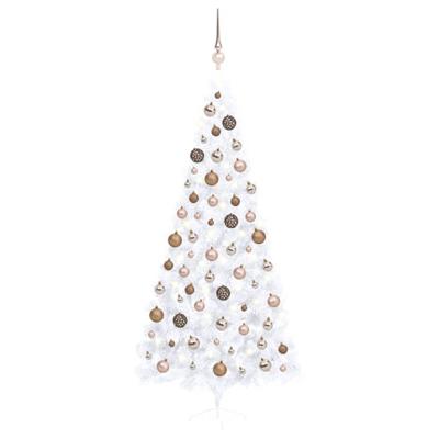 VidaXL Kunstkerstboom met verlichting en kerstballen half 240 cm wit