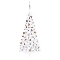 VidaXL Kunstkerstboom met verlichting en kerstballen half 240 cm wit - thumbnail