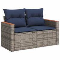 5-delige Loungeset met kussens poly rattan grijs - thumbnail
