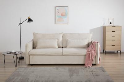 Design slaapbank APARTMENT 215cm beige corduroy 3-zits bank incl. bedbox kussen - 47132