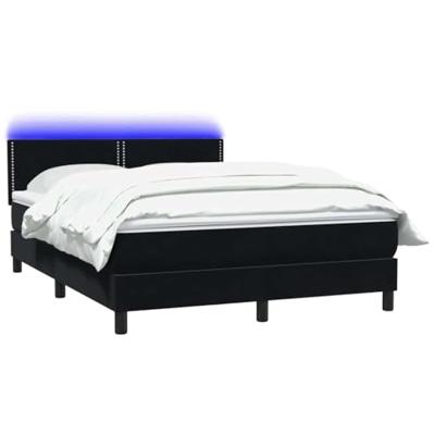 Boxspring met matras en LED fluweel zwart 160x220 cm