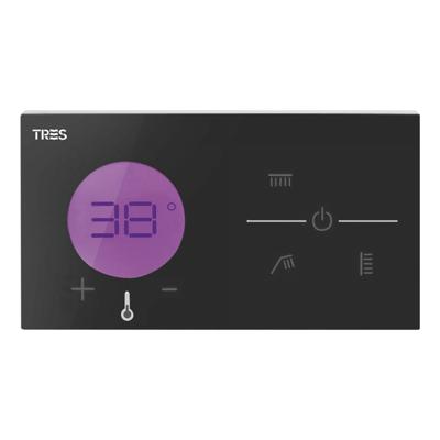Regendouche set electronisch Tres Shower Technology | Inbouw | Thermostaatkraan | 3-weg | Vierkant | Zwart mat