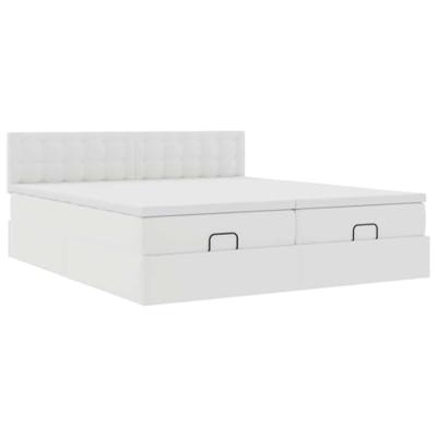 Ottoman bed met matrassen en LED's 200x200cm kunstleer wit