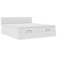 Ottoman bed met matrassen en LED's 200x200cm kunstleer wit - thumbnail