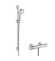 Hansgrohe Croma Select E Vario / Ecostat Comfort douchecombinatie 90cm Wit-Chroom - thumbnail