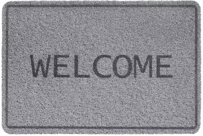 Hamat deurmat Curly welcome 40x60cm grijs