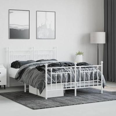 Bedframe met hoofd- en voeteneinde metaal wit 140x200 cm